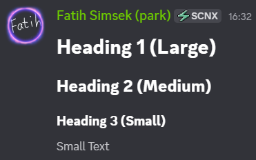 A screenshot showing examples of headings